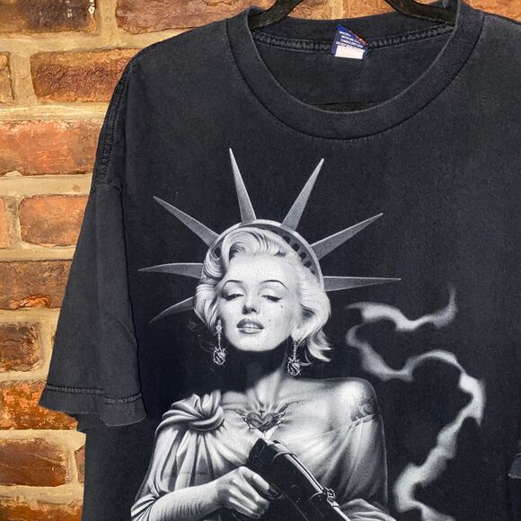 OG Abel Vintage Y2k Marilyn Monroe Lady Liberty Graphic T-Shirt Men's Size 2XL - Picture 2 of 8